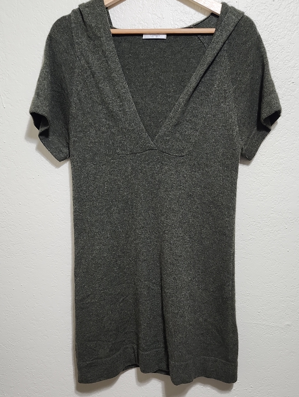 Michael Stars 100% Cashmere Hooded Sweater Dress V-Neck One Size EUC Quiet Lux